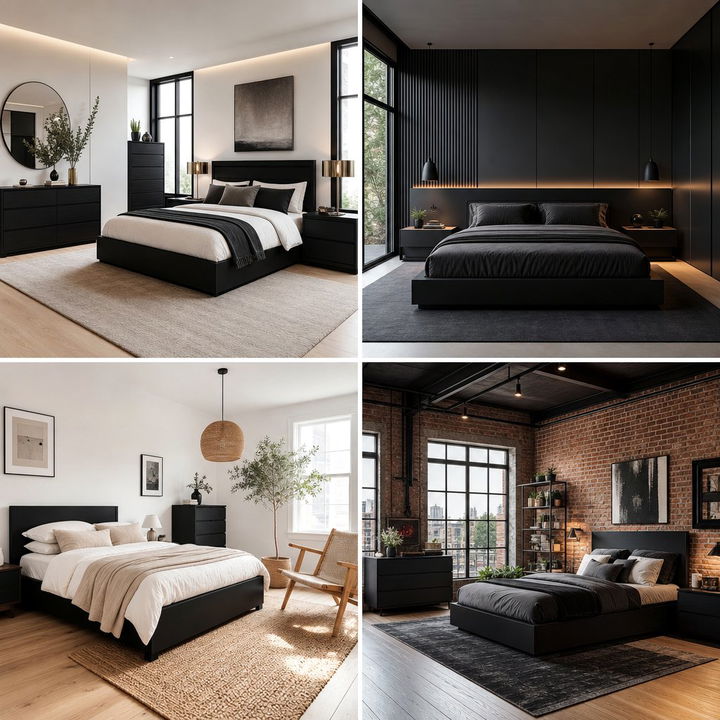30 Minimalist Black Bedroom Ideas for a Bold Modern Look