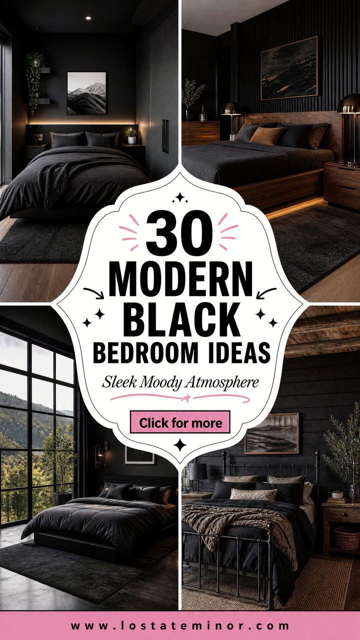 30 Modern Black Bedroom Ideas for a Sleek and Moody Atmosphere - 30 Modern Black Bedroom Ideas for a Sleek and Moody Atmosphere