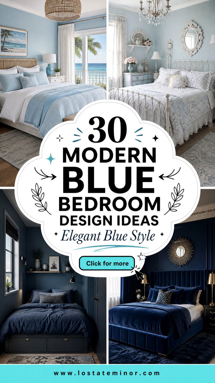 30 Modern Blue Bedroom Design Ideas for an Elegant Space - 30 Modern Blue Bedroom Design Ideas for an Elegant Space