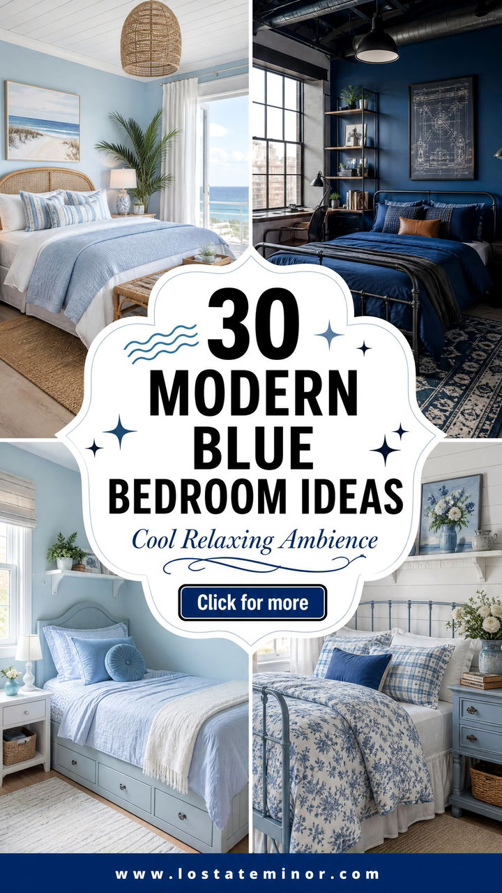 30 Modern Blue Bedroom Ideas for a Cool and Relaxing Ambience - 30 Modern Blue Bedroom Ideas for a Cool and Relaxing Ambience