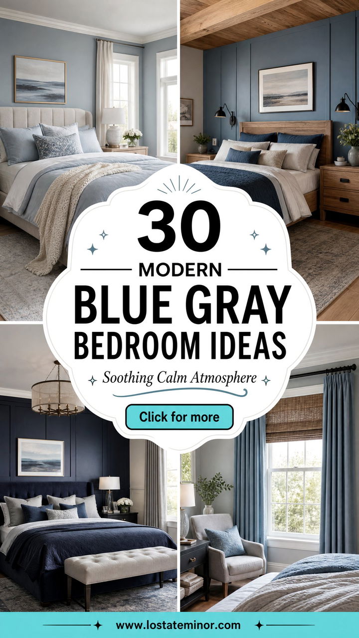 30 Modern Blue Gray Bedroom Ideas for a Soothing Atmosphere - 30 Modern Blue Gray Bedroom Ideas for a Soothing Atmosphere