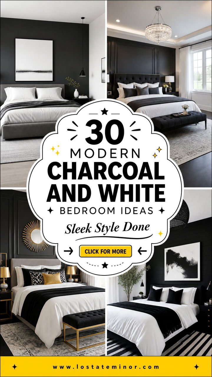 30 Modern Charcoal and White Bedroom Ideas for Any Style - 30 Modern Charcoal and White Bedroom Ideas for Any Style