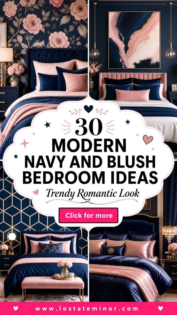 30 Modern Navy and Blush Bedroom Ideas for a Trendy Look - 30 Modern Navy and Blush Bedroom Ideas for a Trendy Look