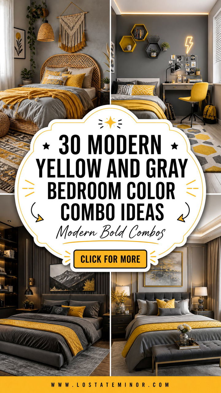 30 Modern Yellow and Gray Bedroom Color Combo Ideas to Try - 30 Modern Yellow and Gray Bedroom Color Combo Ideas to Try