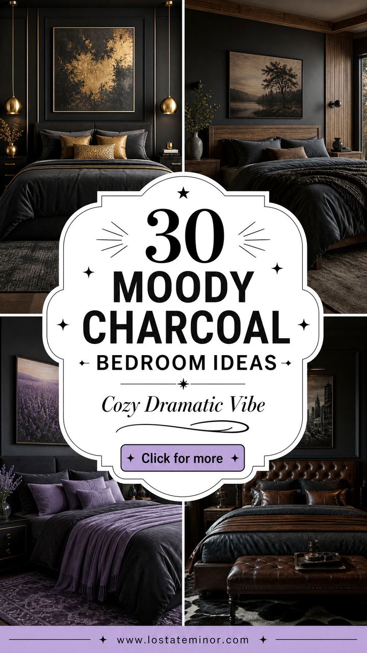 30 Moody Charcoal Bedroom Color Schemes for a Cozy Vibe - 30 Moody Charcoal Bedroom Color Schemes for a Cozy Vibe