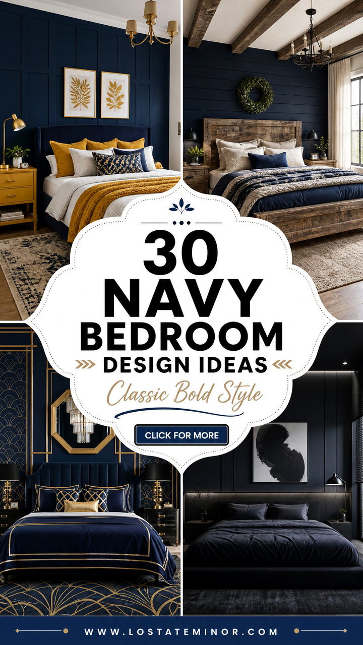 30 Navy Bedroom Design Ideas for a Classic and Bold Look - 30 Navy Bedroom Design Ideas for a Classic and Bold Look
