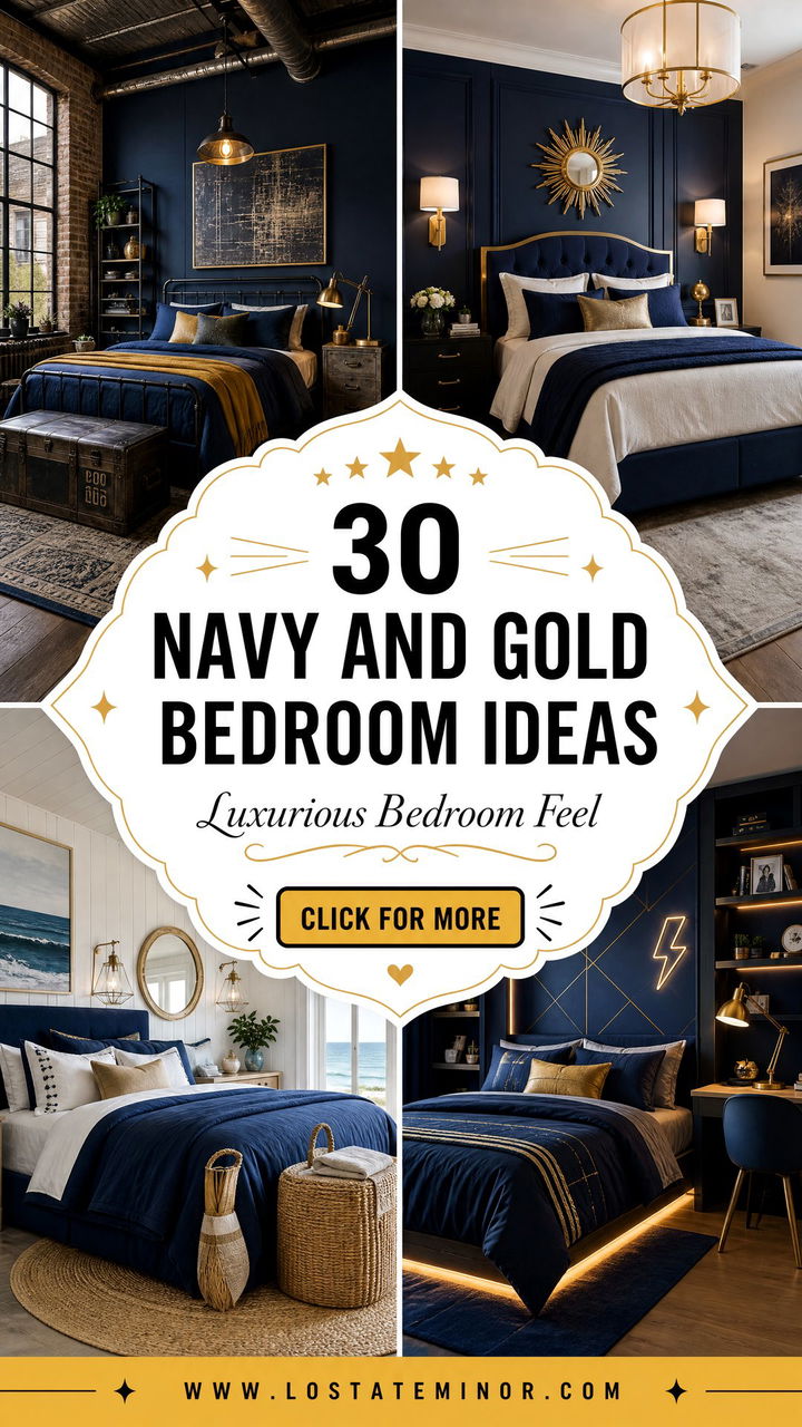 30 Navy and Gold Bedroom Ideas for a Luxurious Feel - 30 Navy and Gold Bedroom Ideas for a Luxurious Feel