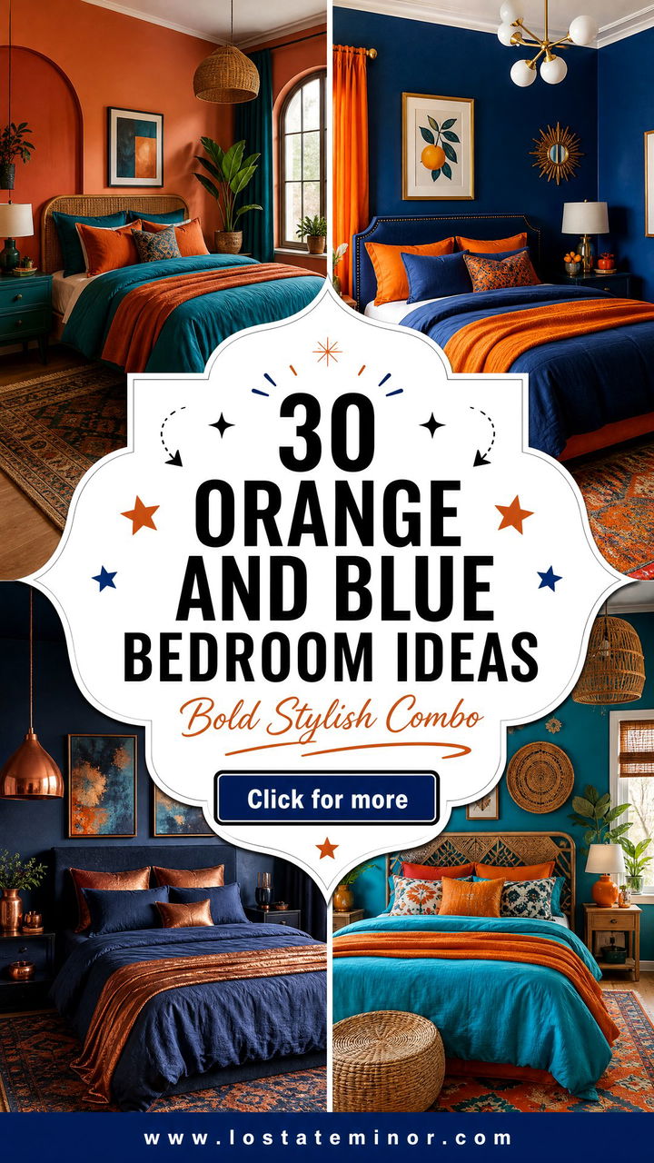 30 Orange and Blue Bedroom Color Combo Ideas for Style - 30 Orange and Blue Bedroom Color Combo Ideas for Style