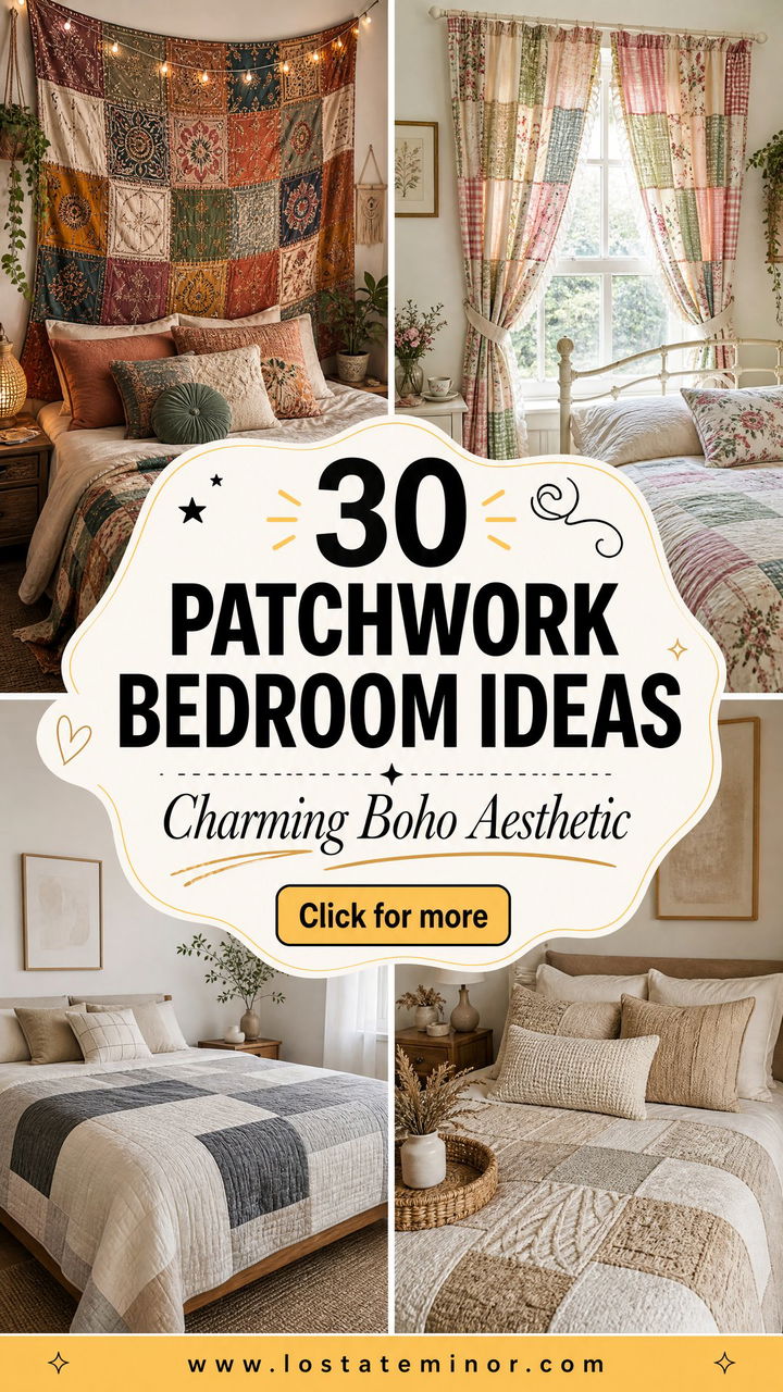 30 Patchwork Bedroom Ideas for a Charming Boho Aesthetic - 30 Patchwork Bedroom Ideas for a Charming Boho Aesthetic