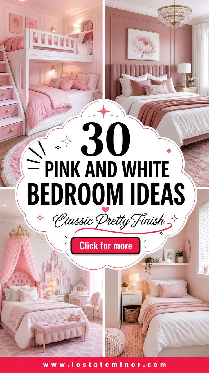 30 Pink and White Bedroom Ideas for a Classic Finish - 30 Pink and White Bedroom Ideas for a Classic Finish