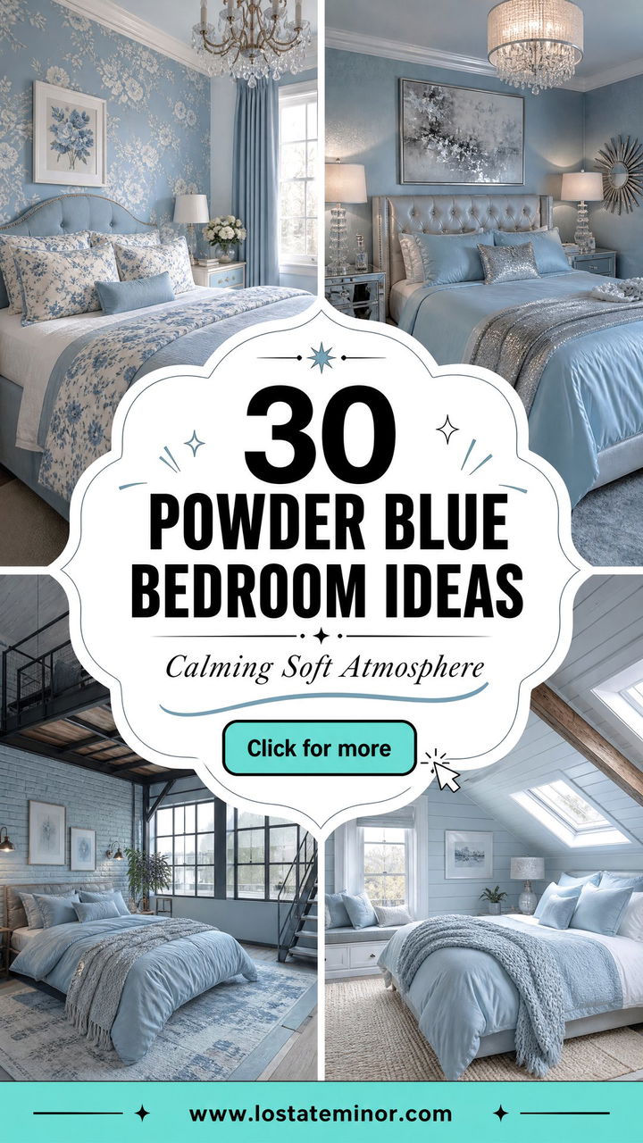 30 Powder Blue Bedroom Ideas for a Calming Atmosphere - 30 Powder Blue Bedroom Ideas for a Calming Atmosphere