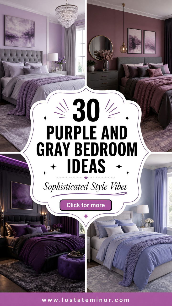 30 Purple and Gray Bedroom Ideas for a Sophisticated Look - 30 Purple and Gray Bedroom Ideas for a Sophisticated Look