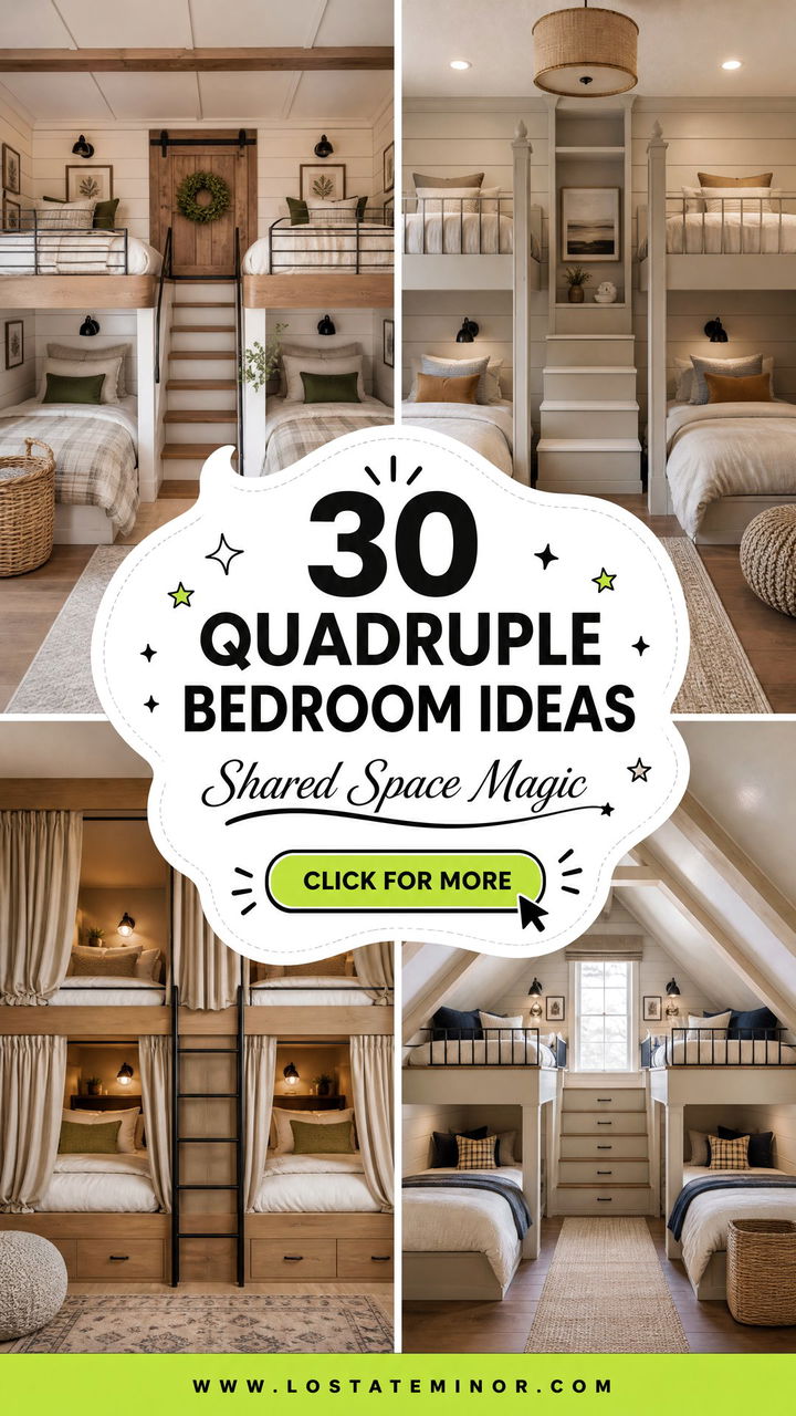 30 Quadruple Bedroom Ideas for Shared Spaces and Bunk Rooms - 30 Quadruple Bedroom Ideas for Shared Spaces and Bunk Rooms