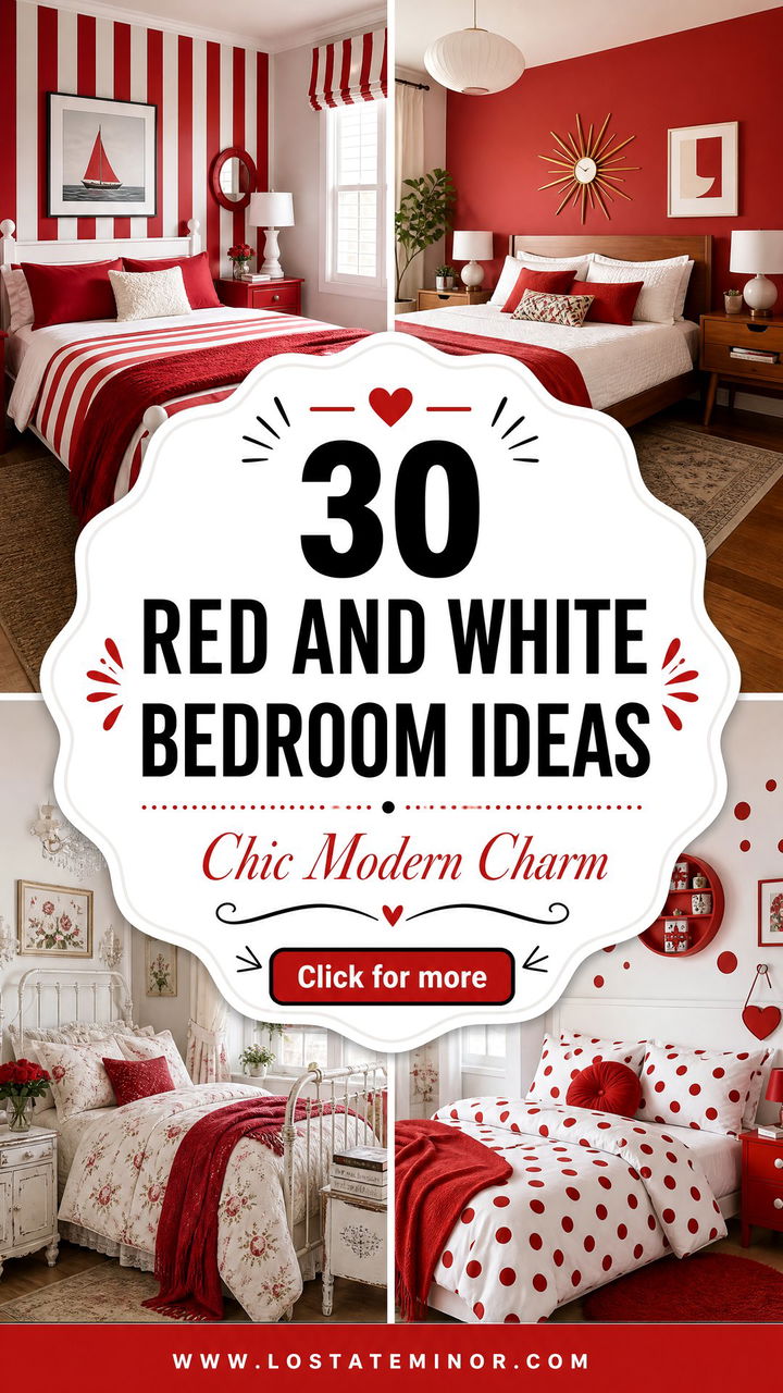 30 Red and White Bedroom Ideas for a Chic and Modern Look - 30 Red and White Bedroom Ideas for a Chic and Modern Look
