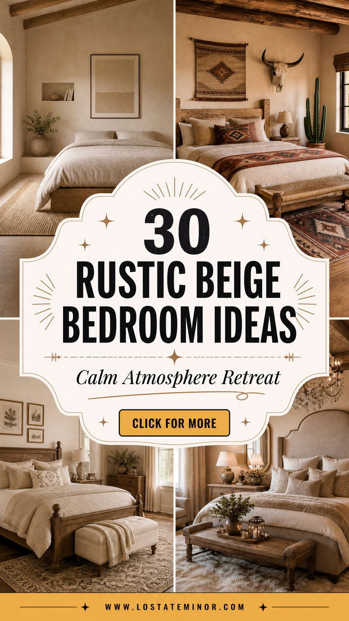 30 Rustic Beige Bedroom Ideas for a Calm Atmosphere - 30 Rustic Beige Bedroom Ideas for a Calm Atmosphere