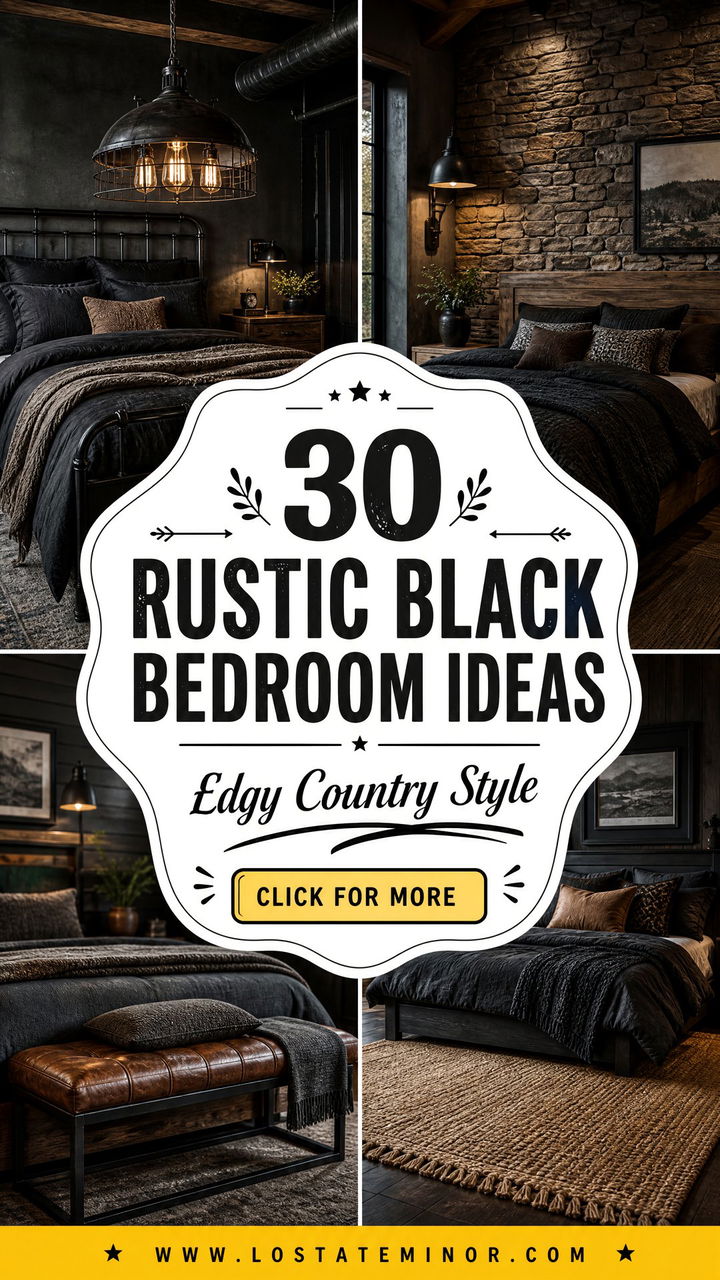 30 Rustic Black Bedroom Ideas for Edgy Country Style - 30 Rustic Black Bedroom Ideas for Edgy Country Style