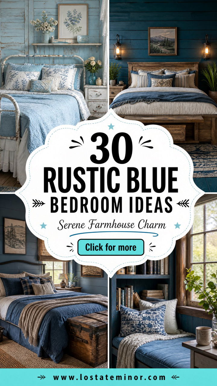 30 Rustic Blue Bedroom Ideas for a Serene Farmhouse - 30 Rustic Blue Bedroom Ideas for a Serene Farmhouse