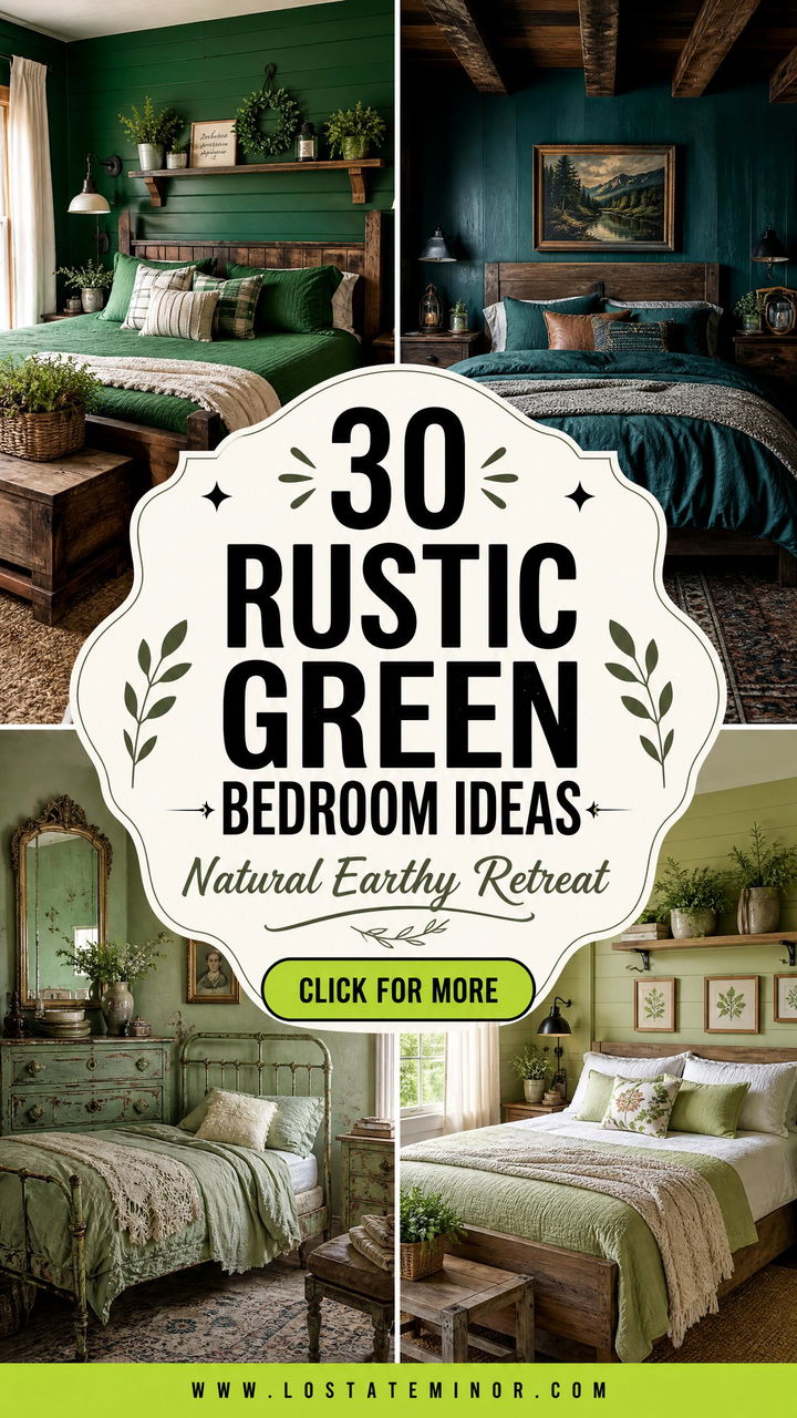 30 Rustic Green Bedroom Ideas to Create a Natural Retreat - 30 Rustic Green Bedroom Ideas to Create a Natural Retreat