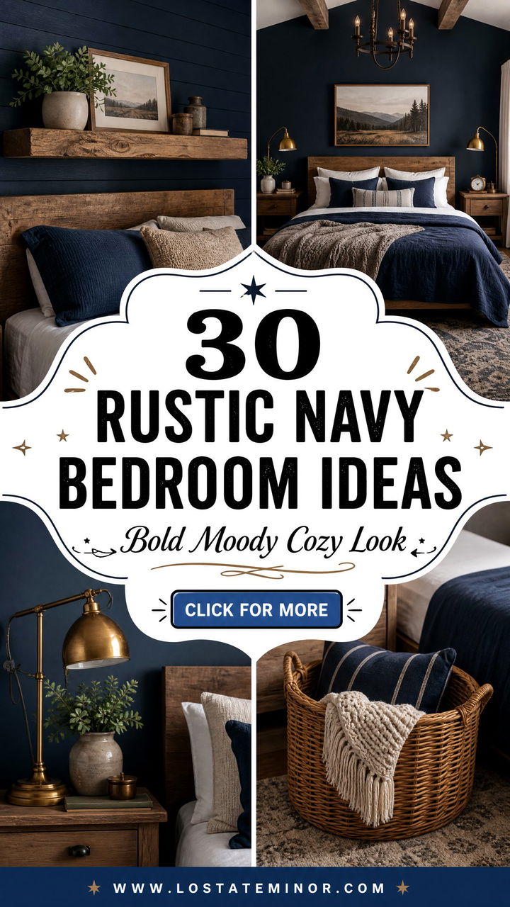 30 Rustic Navy Bedroom Ideas for a Bold and Moody Look - 30 Rustic Navy Bedroom Ideas for a Bold and Moody Look