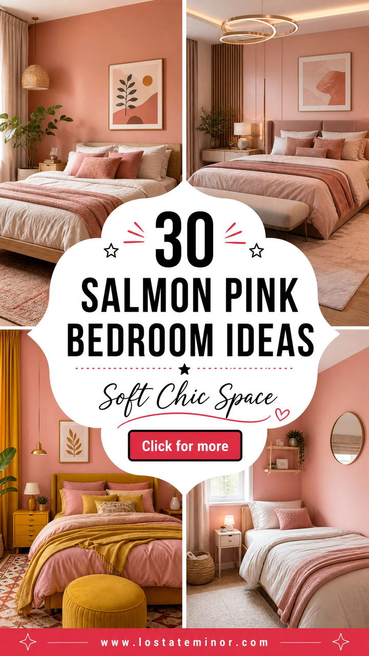 30 Salmon Pink Bedroom Ideas for a Soft and Chic Space - 30 Salmon Pink Bedroom Ideas for a Soft and Chic Space