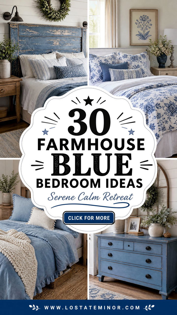 30 Serene Farmhouse Blue Bedroom Ideas for Relaxation - 30 Serene Farmhouse Blue Bedroom Ideas for Relaxation