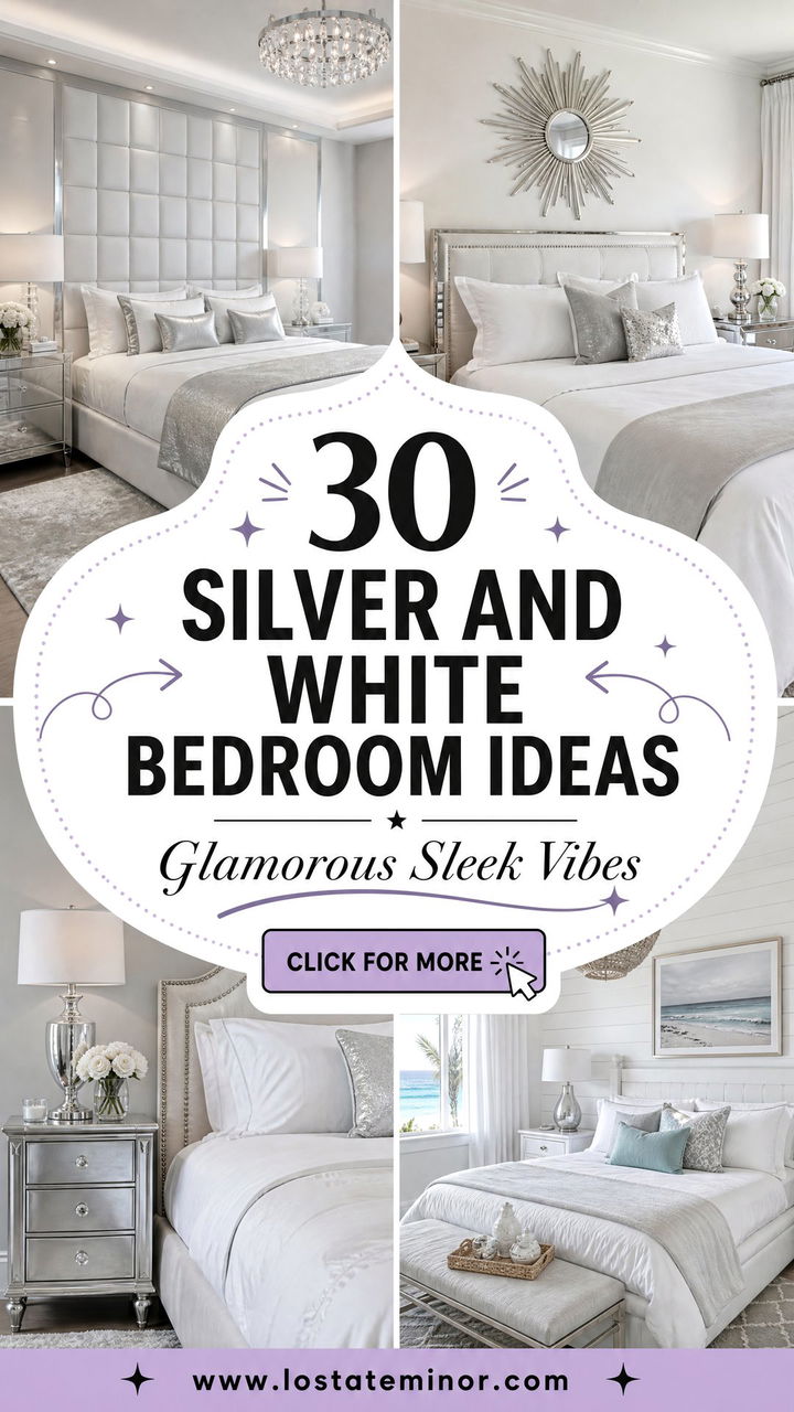 30 Silver and White Bedroom Ideas for a Glamorous Look - 30 Silver and White Bedroom Ideas for a Glamorous Look