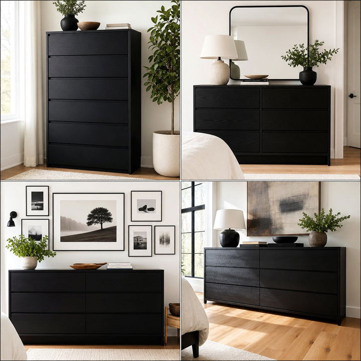 30 Sleek Bedroom Black Dressers for a Sophisticated Look