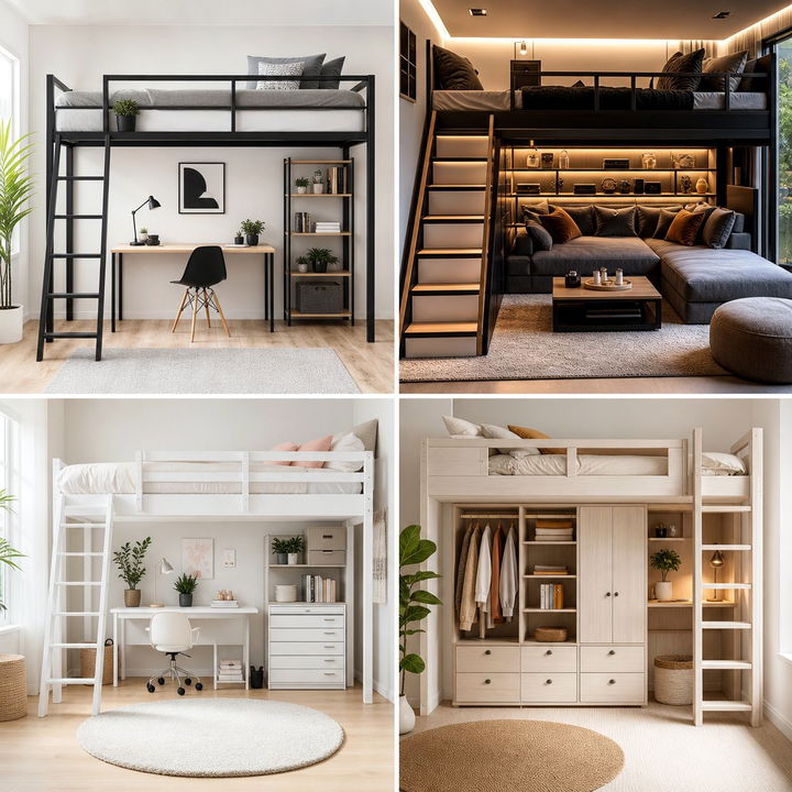 30 Smart Bedroom Loft Bed Ideas for Extra Room Space