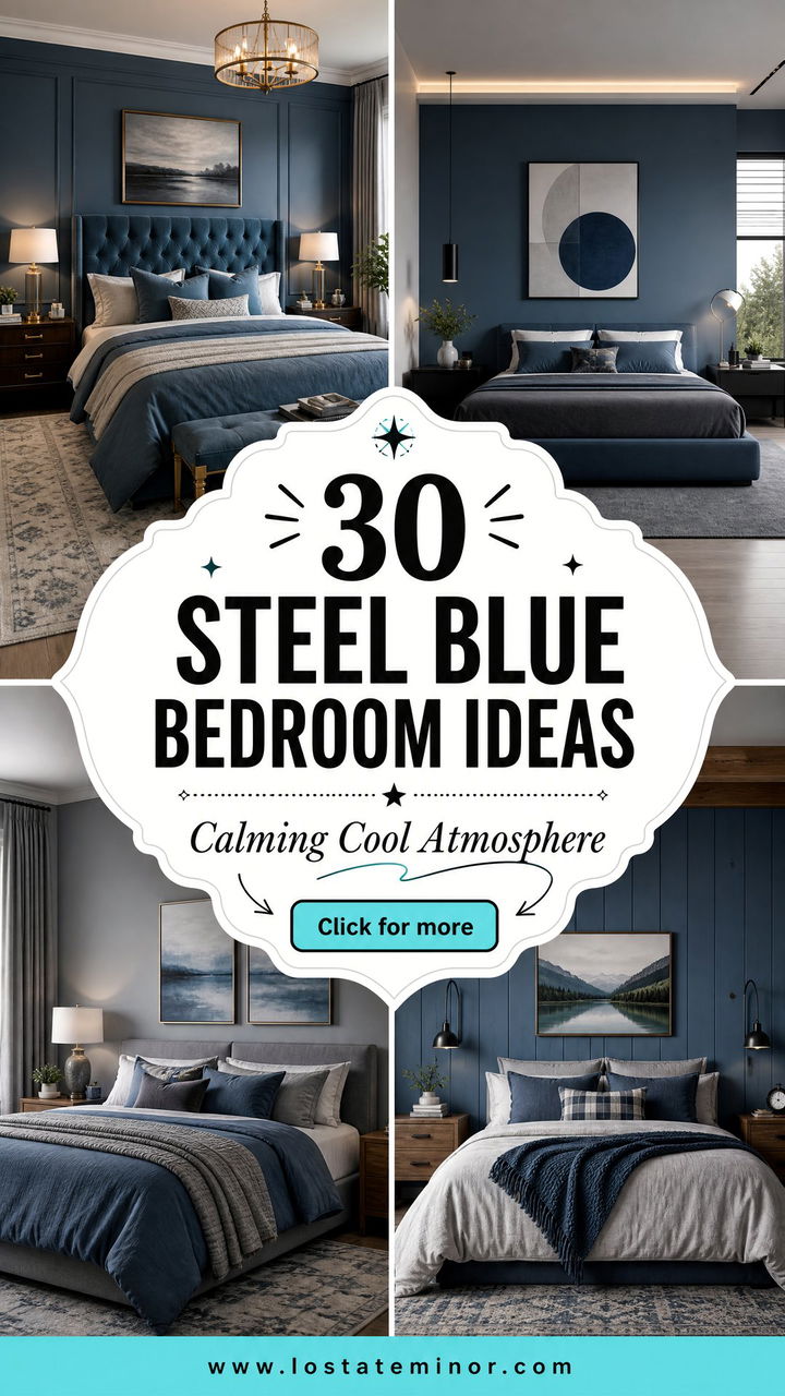 30 Steel Blue Bedroom Ideas for a Calming Atmosphere - 30 Steel Blue Bedroom Ideas for a Calming Atmosphere