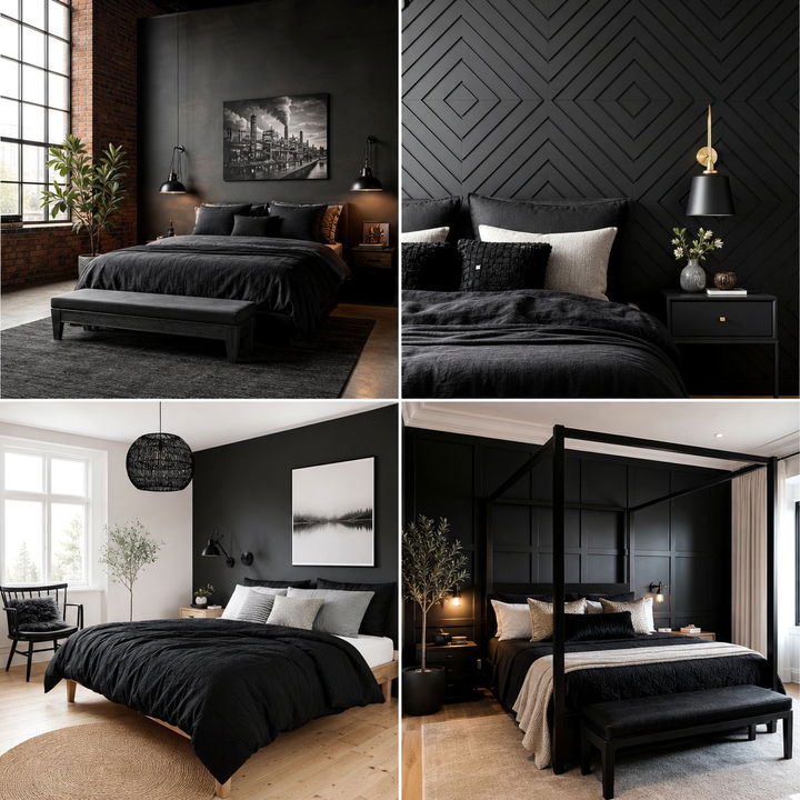 30 Stunning Bedroom Black Walls for a Dramatic Statement