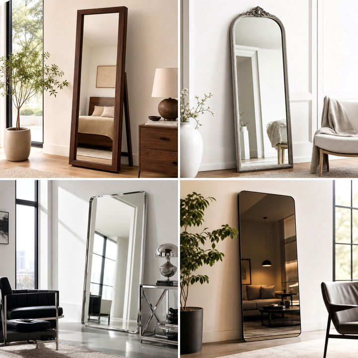 30 Stunning Bedroom Floor Mirrors to Brighten Your Room