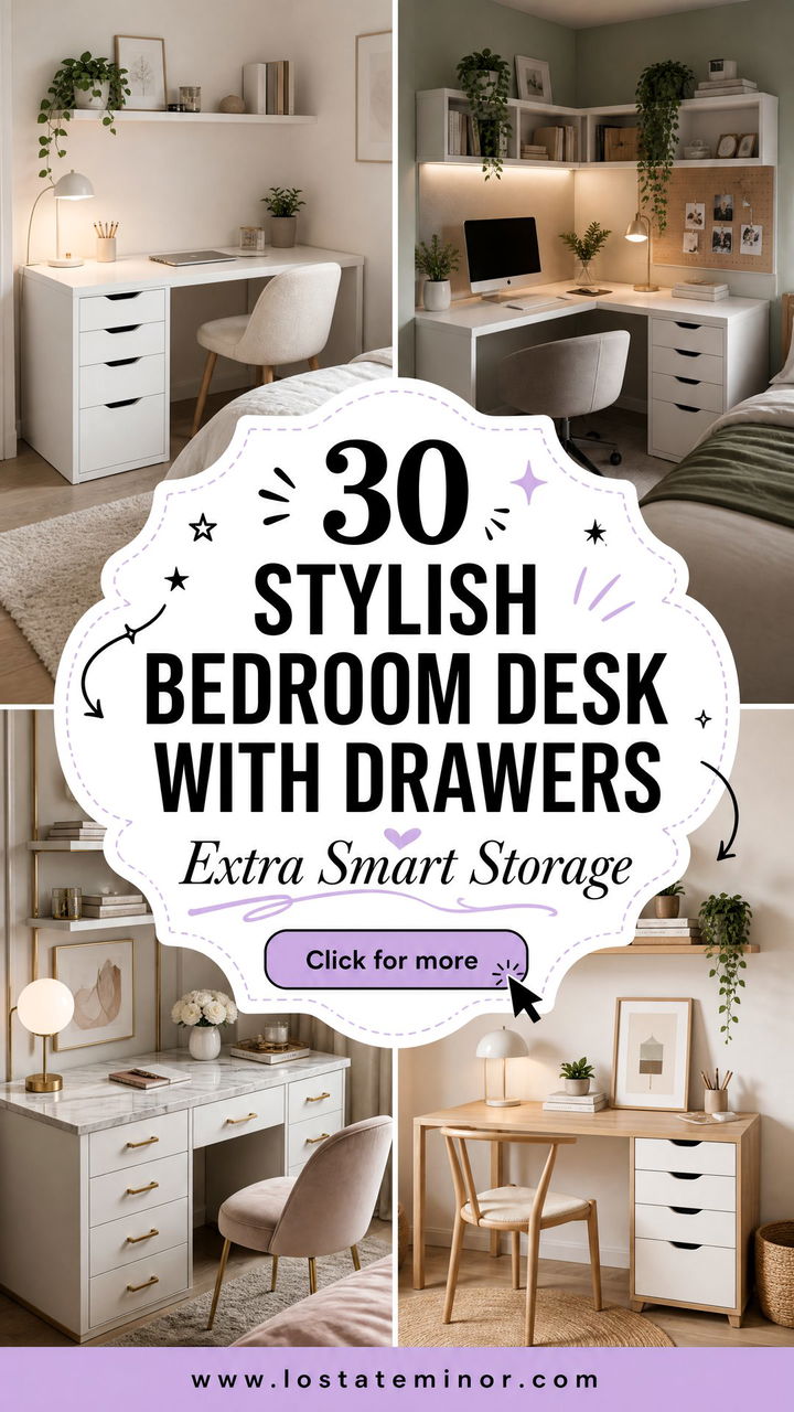 30 Stylish Bedroom Desk with Drawers for Extra Storage - 30 Stylish Bedroom Desk with Drawers for Extra Storage