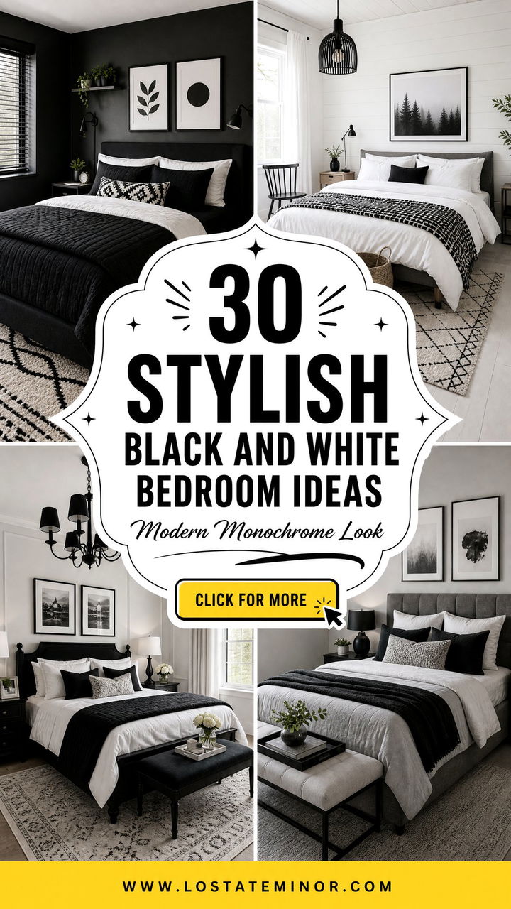 30 Stylish Black and White Bedroom Ideas for a Modern Look - 30 Stylish Black and White Bedroom Ideas for a Modern Look