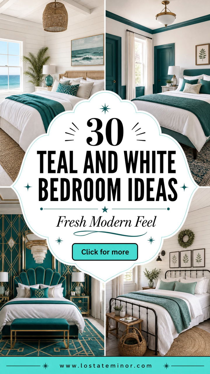 30 Teal and White Bedroom Ideas for a Fresh Modern Feel - 30 Teal and White Bedroom Ideas for a Fresh, Modern Feel