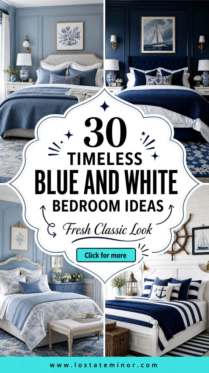 30 Timeless Blue and White Bedroom Ideas for a Fresh Look - 30 Timeless Blue and White Bedroom Ideas for a Fresh Look
