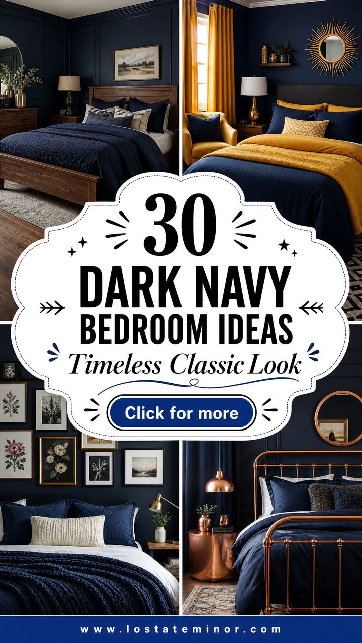 30 Timeless Dark Navy Bedroom Ideas for a Classic Look - 30 Timeless Dark Navy Bedroom Ideas for a Classic Look