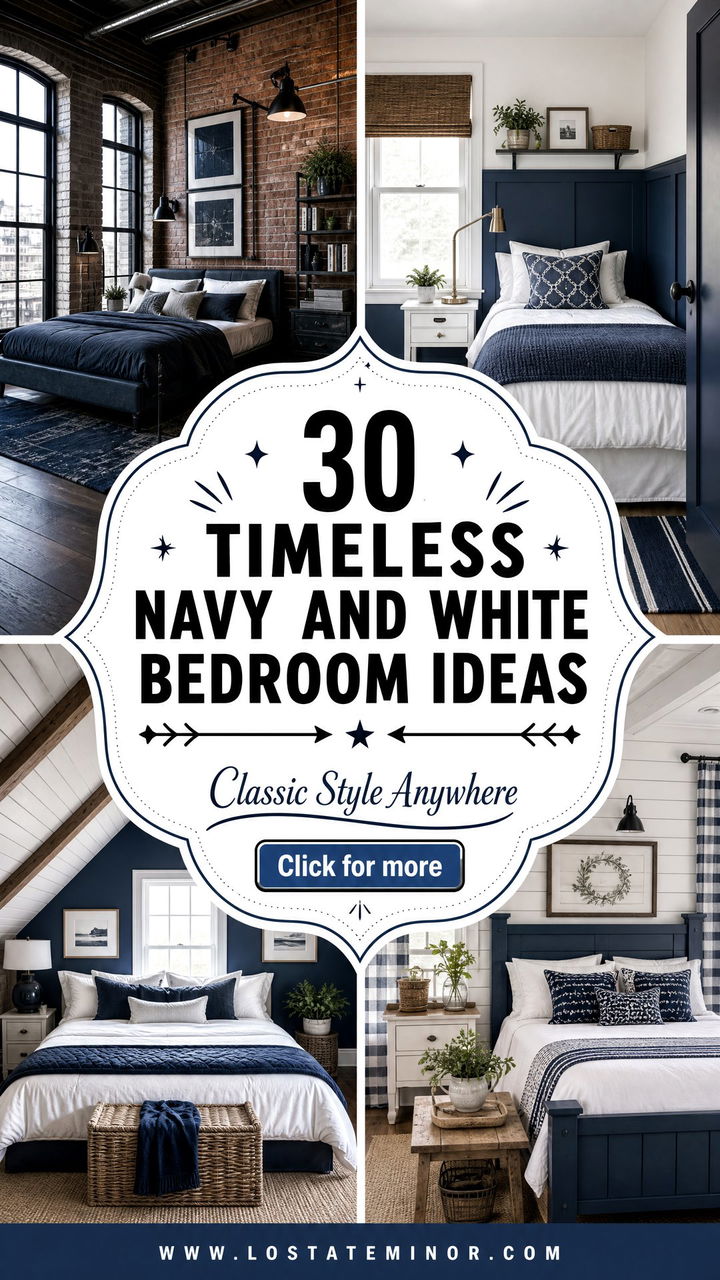 30 Timeless Navy and White Bedroom Ideas for Any Style - 30 Timeless Navy and White Bedroom Ideas for Any Style