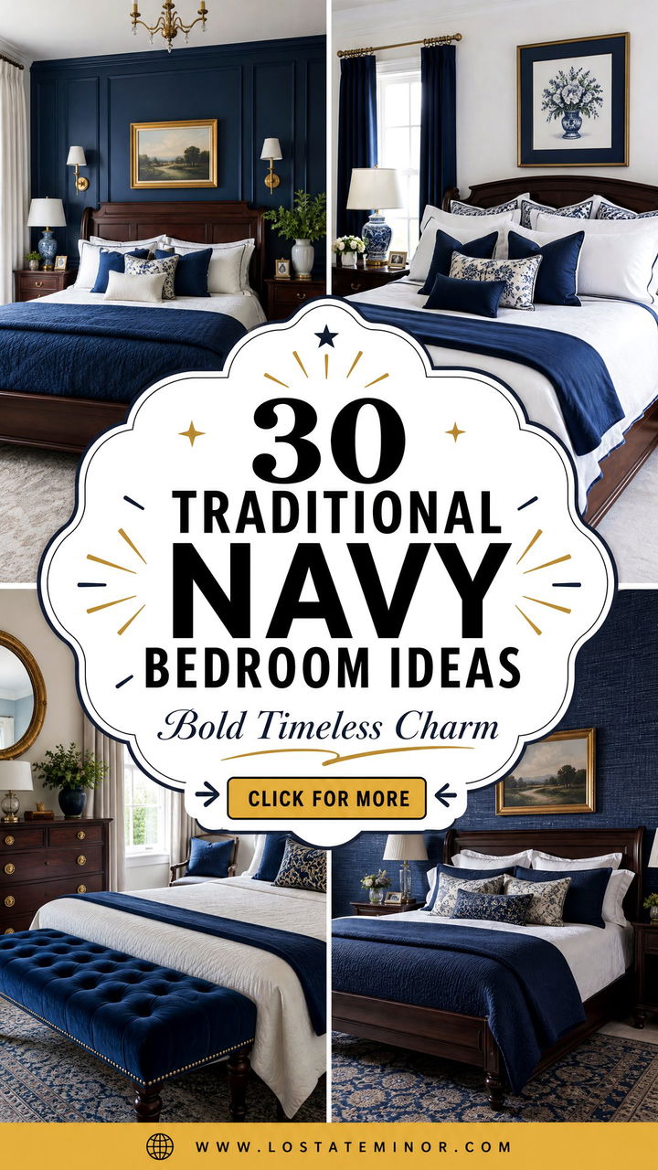 30 Traditional Navy Bedroom Ideas for a Bold Timeless Room - 30 Traditional Navy Bedroom Ideas for a Bold, Timeless Room