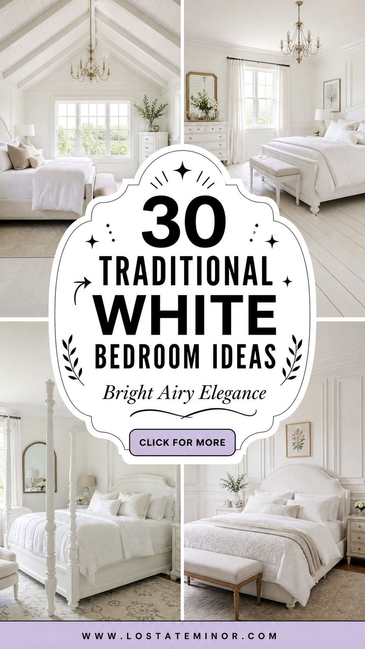 30 Traditional White Bedroom Ideas for a Bright Airy Room - 30 Traditional White Bedroom Ideas for a Bright, Airy Room