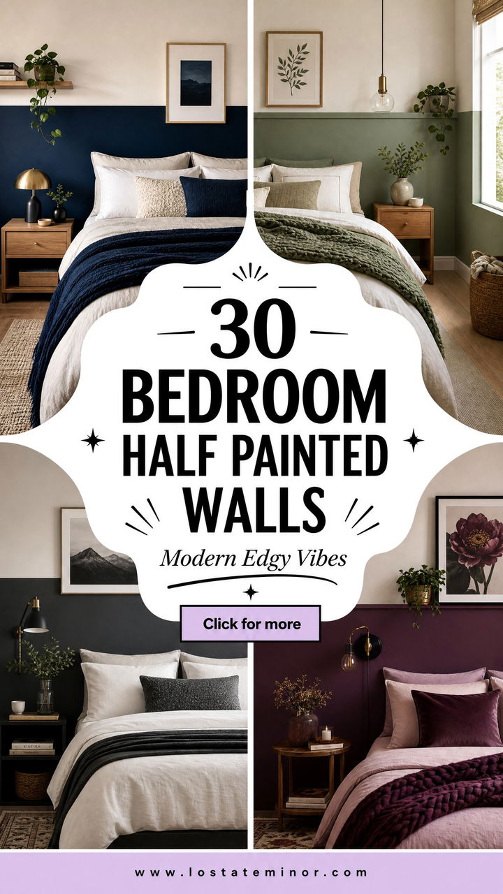 30 Trendy Bedroom Half Painted Walls for a Modern Edge - 30 Trendy Bedroom Half Painted Walls for a Modern Edge