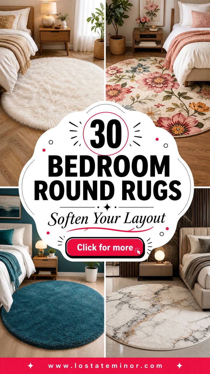 30 Trendy Bedroom Round Rugs to Soften Your Room Layout - 30 Trendy Bedroom Round Rugs to Soften Your Room Layout
