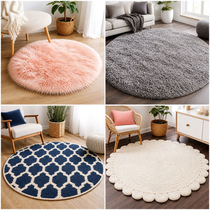 30 Trendy Bedroom Round Rugs to Soften Your Room Layout