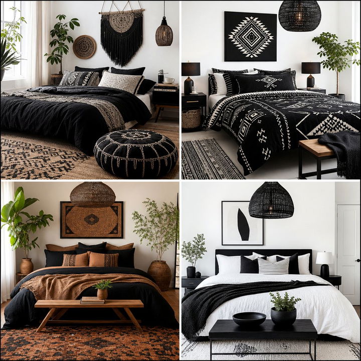 30 Unique Bohemian Black Bedroom Ideas for a Bold Modern Look