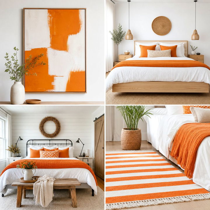 30 Vibrant Orange and White Bedroom Ideas for a Fresh Look
