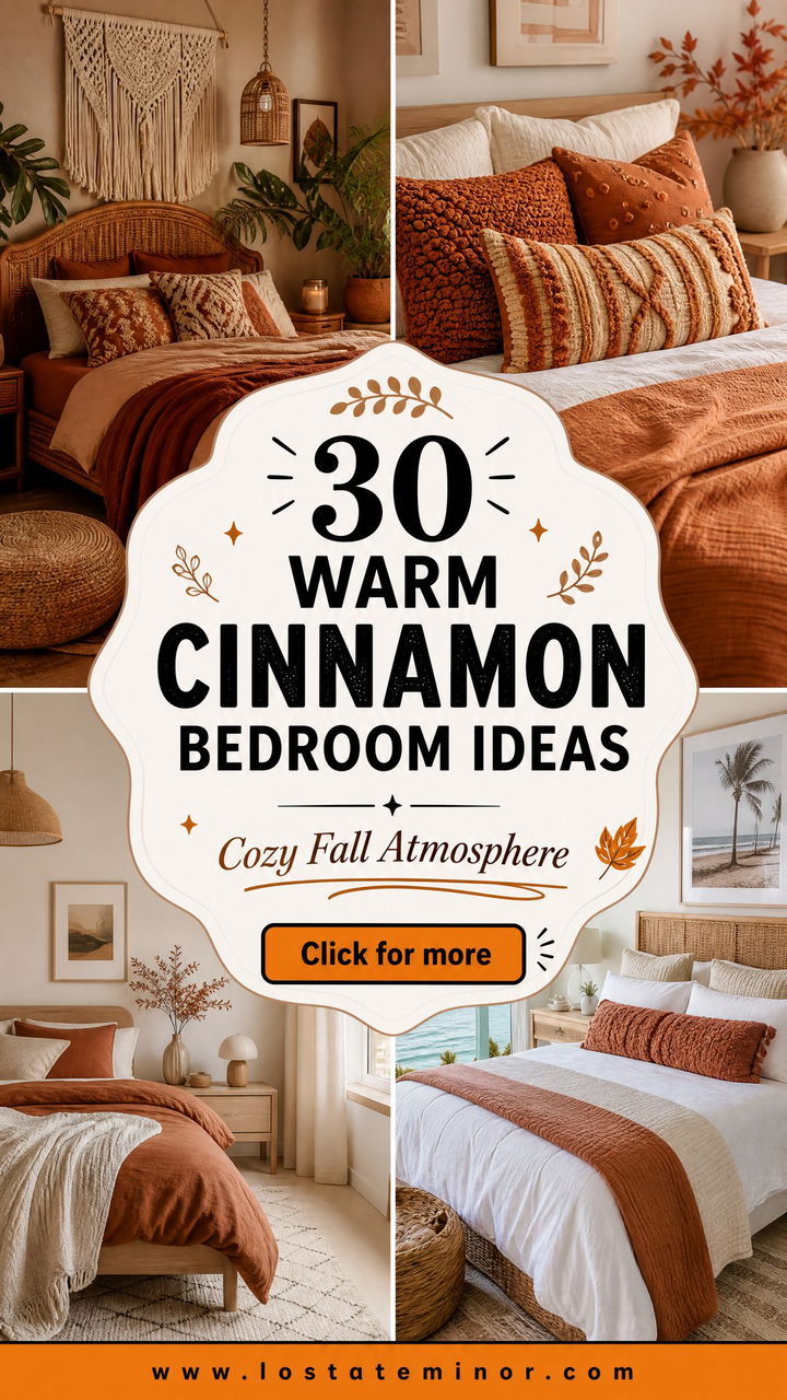 30 Warm Cinnamon Bedroom Ideas for a Cozy Fall Atmosphere - 30 Warm Cinnamon Bedroom Ideas for a Cozy Fall Atmosphere