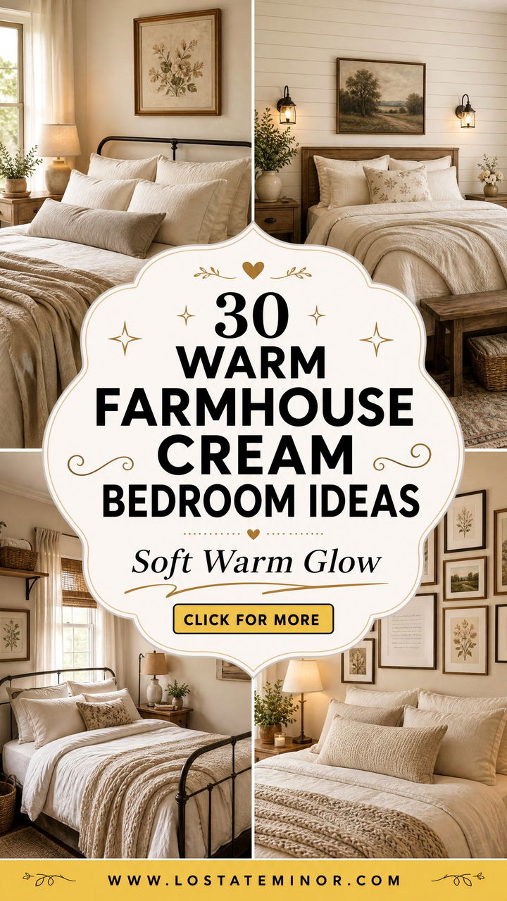 30 Warm Farmhouse Cream Bedroom Ideas for a Soft Glow - 30 Warm Farmhouse Cream Bedroom Ideas for a Soft Glow