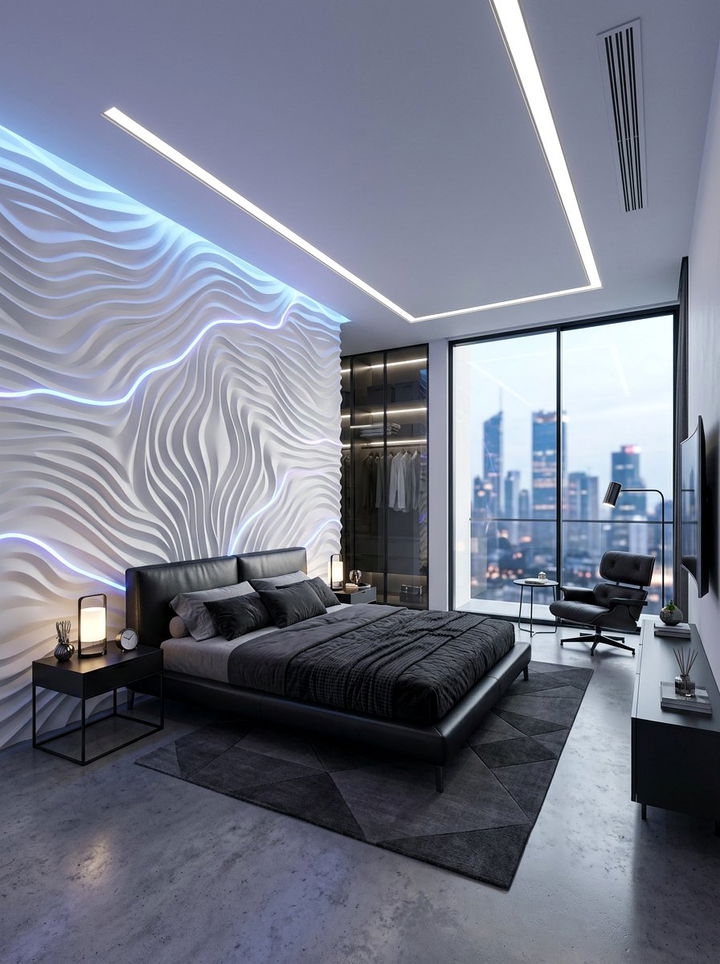 3D Geometric Wall Panel - 30 bedroom geometric wall designs