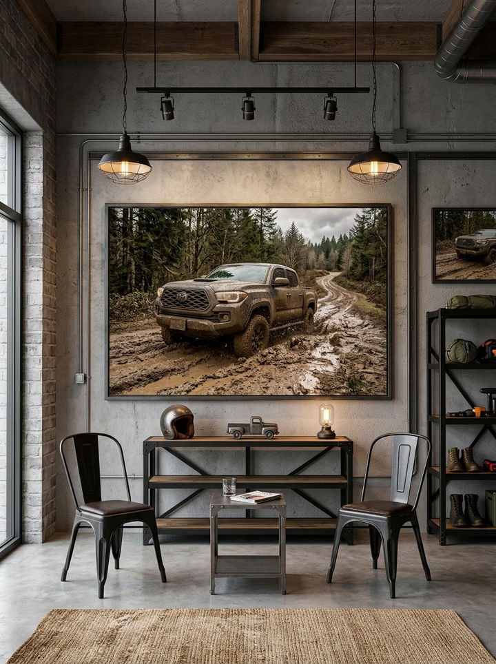 4x4 Muddy Trail Wall Art - 30 truck bedroom ideas
