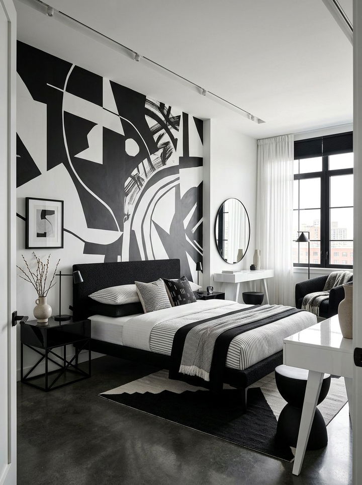Abstract Black And White Bedroom - 30 black and white bedroom ideas