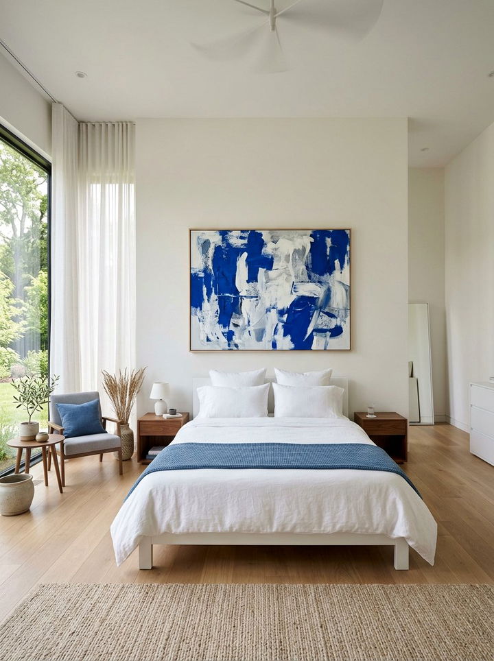 Abstract Blue White Wall Art - 30 cobalt and white bedroom ideas